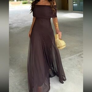 Elegant Brown Evening Gown